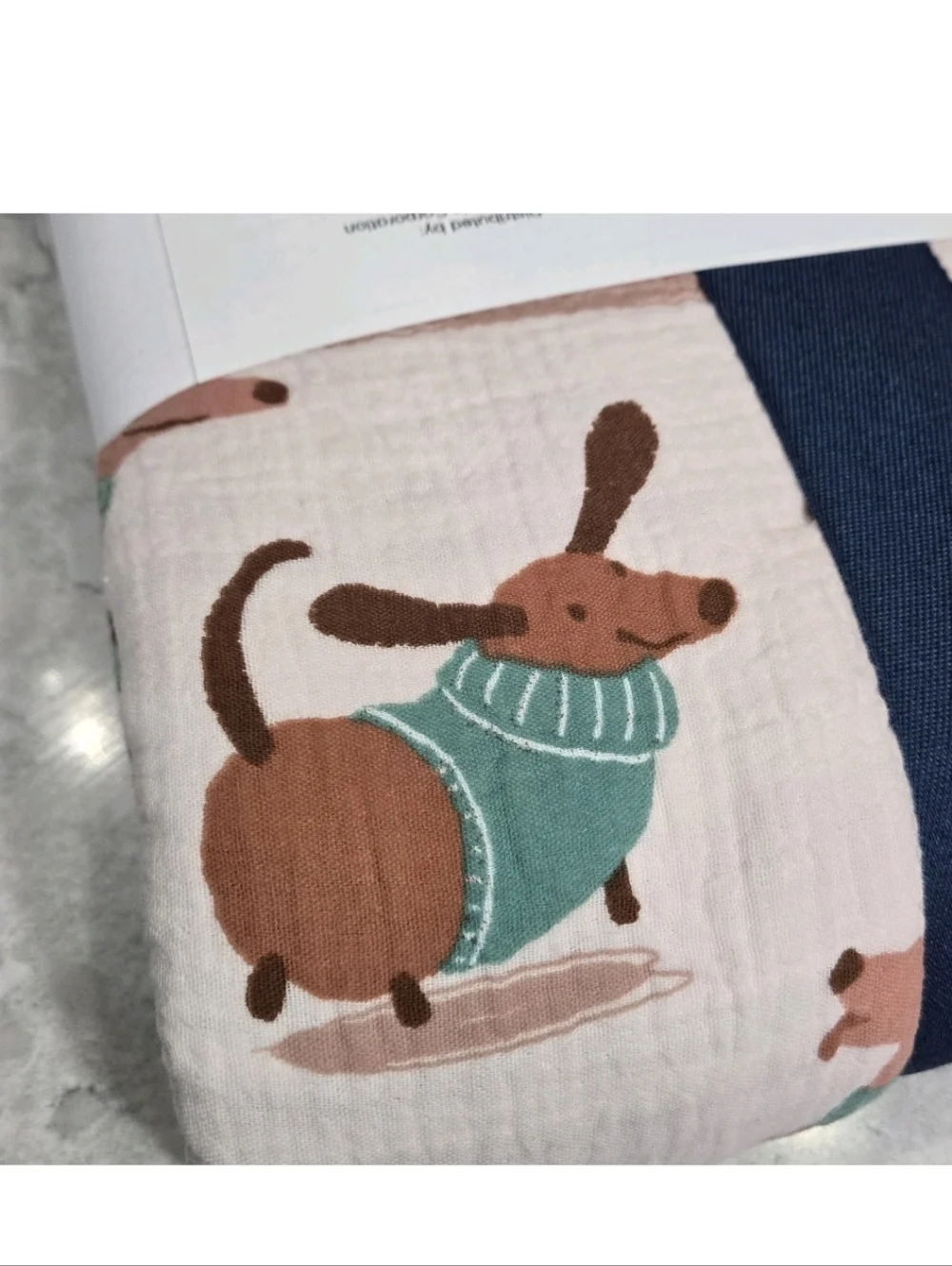 Berkshire  Artist Collection Cotton Gauze Throw With Plush Reverse Daschund Dog
